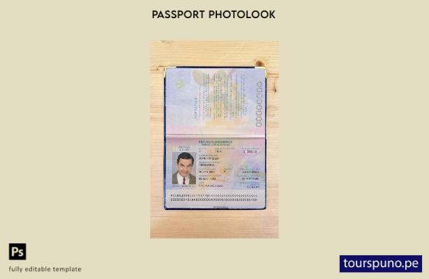 Plantilla de apariencia fotográfica de pase de Indonesia lista para imprimir